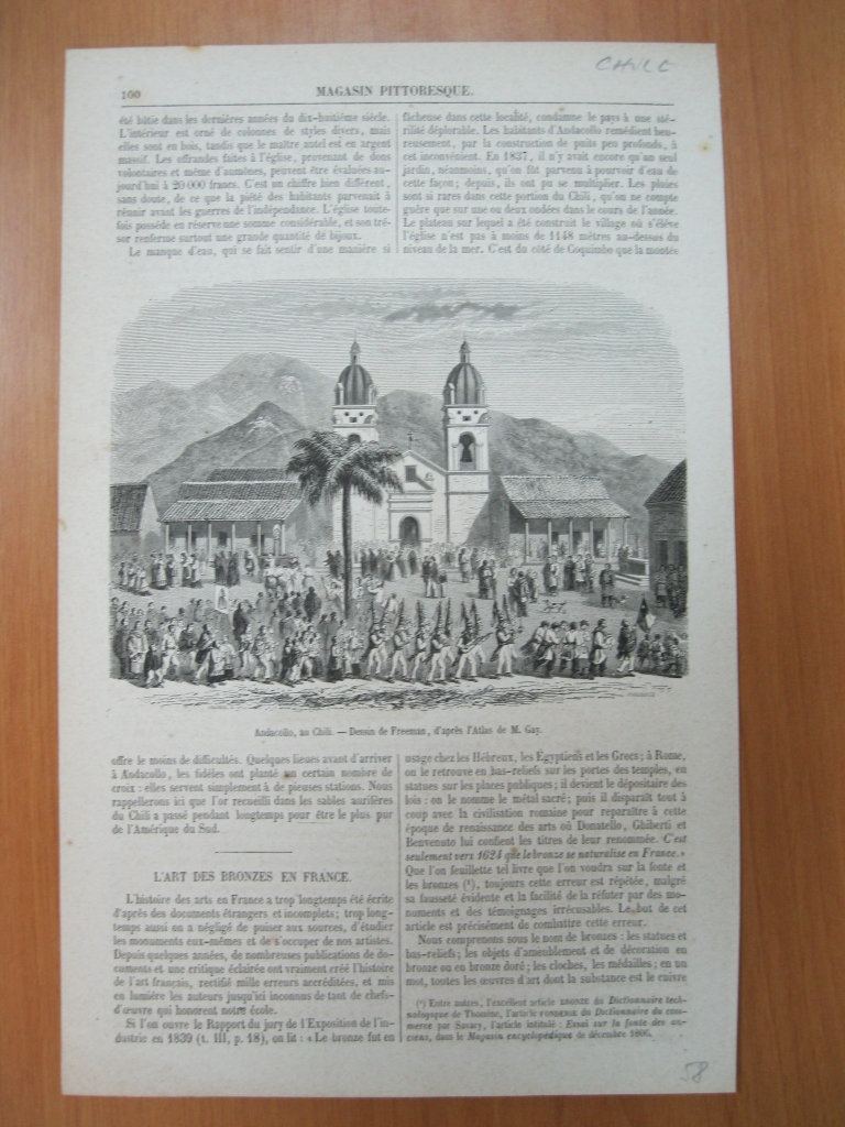 Vista de la Iglesia del Rosario de Andacollo (Chile), 1859. Freeman